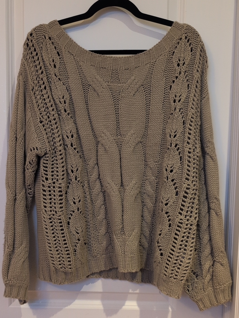 SHEIN Classic Cable Knit Women's Sweater - Taupe - Size M